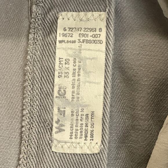Wrangler 33x30 USA Gray Twill Jeans | Vintage Cowboy Cut Straight Leg Y2K Rare - Picture 4 of 10